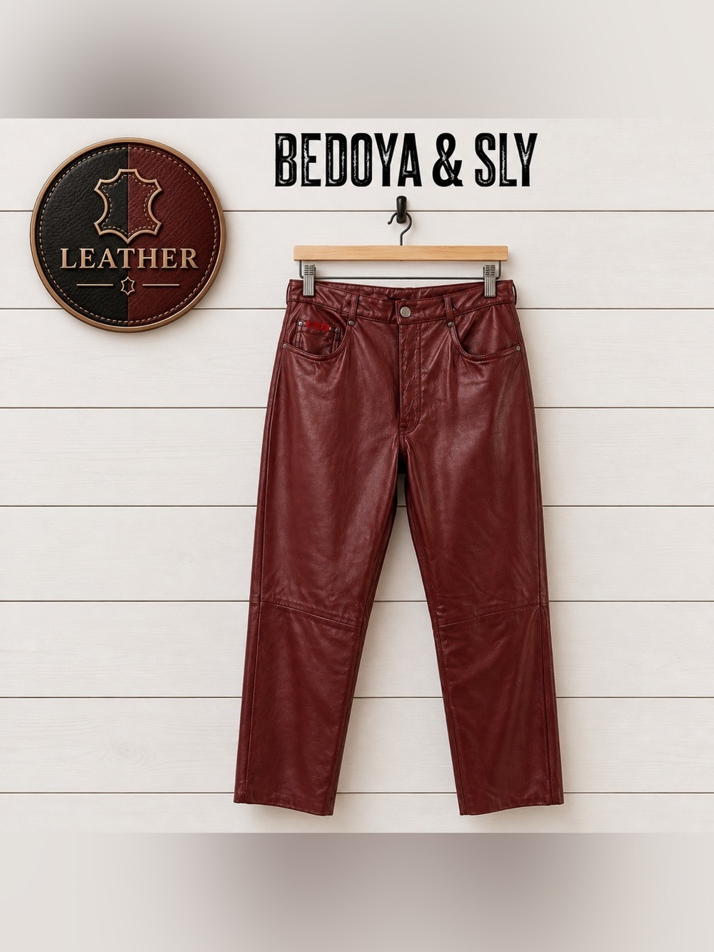 BEDOYA & SLY Red Leather High Waist Pants Size 12
